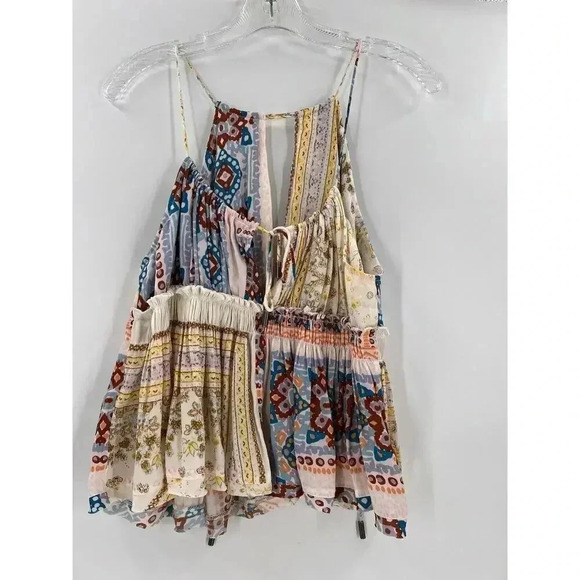 Free People “Bellini” Patchwork Adjustable Tank Oversized Small BOHO Festival EC - Picture 6 of 11